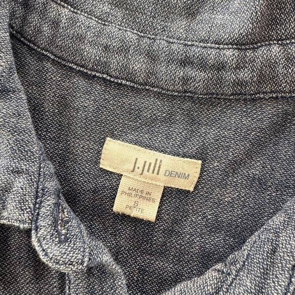 J. Jill Denim Small Petite Button Front Shirt Dress Long Sleeve Collar Cotton - Picture 3 of 8